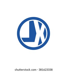 LX initial letters circle business logo blue