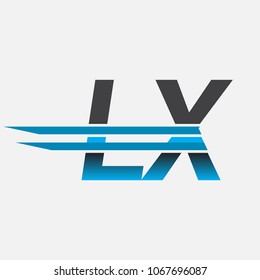 LX initial logo company name colored black and blue, Simple and Modern Logo Design.