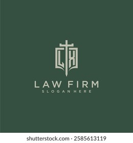 LX initial monogram for law firm with sword and shield logo image