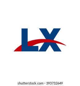 LX initial overlapping swoosh letter logo blue red