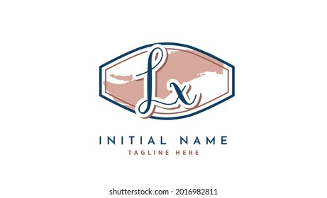 LX Initials, handwriting logo vector