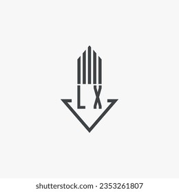 Dibujo del material del logotipo inmobiliario LX. vector de logotipo