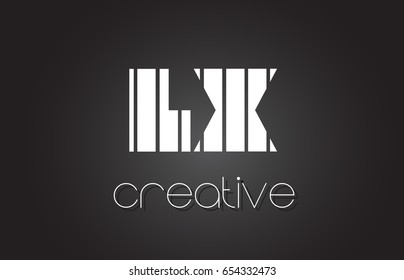 LX L X Creative Letter Logo Design With White and Black Lines.