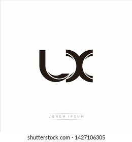 lx l x Initial Letter Split Lowercase Modern Monogram linked outline rounded logo