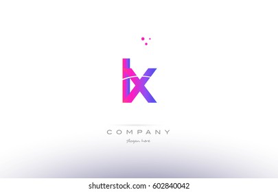 lx l x  pink purple modern creative gradient alphabet company logo design vector icon template