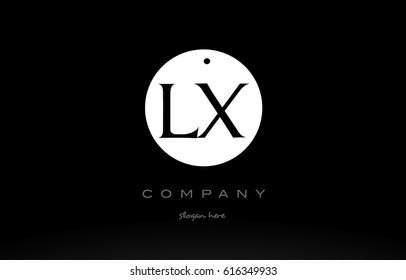 LX L X simple black white circle background alphabet company logo design vector icon template