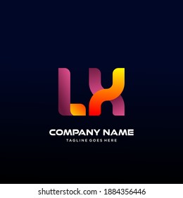 LX Letter initial Logo Vector With colorful, logo for media business