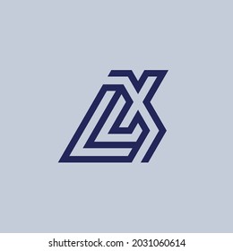 LX lettermark logo. alphabet logo that combines 2 letters into new mark or symbol that is unique and original. consists of letters L and X.  svg