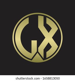 LX Logo monogram circle with piece ribbon style on gold colors