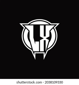 LX Logo monogram with circle rounded shape design template on black background