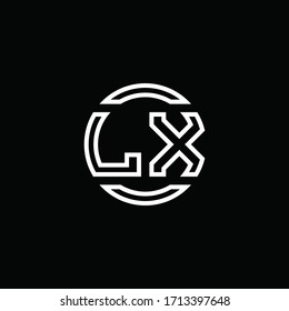 LX logo monogram with negative space circle rounded design template