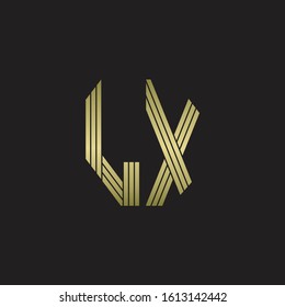 LX Logo monogram outline style linked isolated with gold colors