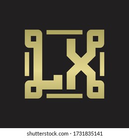 LX Logo monogram with piece line art design template
