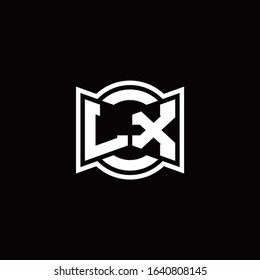 LX logo monogram with ribbon style circle rounded design template