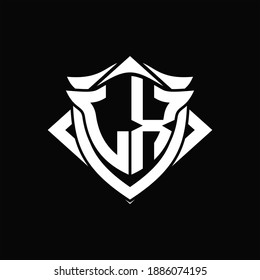 LX Logo monogram with shield and horn shape design template ON black background