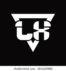 LX Logo monogram with triangle shape rounded design template on black background