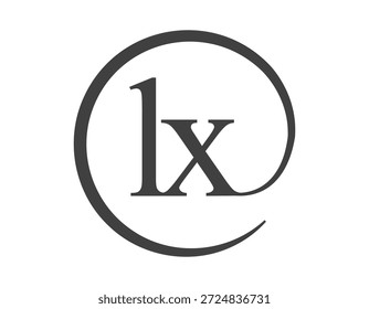 Logotipo LX de dos letras con forma de círculo estilo de signo de correo electrónico. Logotipo redondo L y X de la empresa comercial para la identidad de marca.