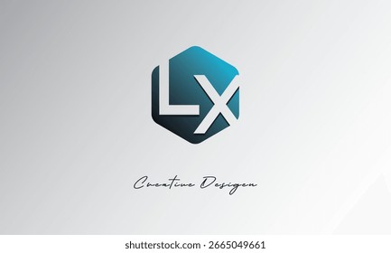 LX Minimal Polygon Shape Abstract Negative Space Symbol for Branding Use"