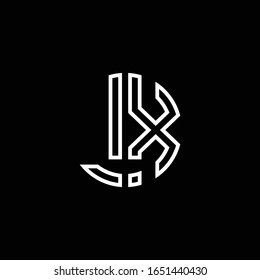 LX monogram logo circle ribbon style outline design template
