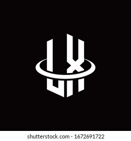LX-Monogramm-Logo im Hexagon-Stil, umgeben von einem Ring