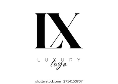 Logotipo de la tipografía del monograma de la letra de LX Serif para la identidad elegante de la marca de Premium