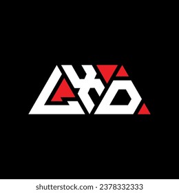LXD triangle letter logo design with triangle shape. LXD triangle logo design monogram. LXD triangle vector logo template with red color. LXD triangular logo Simple, Elegant, and Luxurious design.