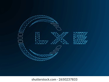 LXE low poly letter logo vector design. LXE lower poly logo design. Low poly logo.