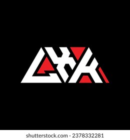 LXK Dreiecksbuchstaben Logo Design mit Dreiecksform. LXK Triangle Logo Design Monogramm. LXK Dreieck-Vektorlogo-Vorlage mit roter Farbe. LXK Dreieckslogo Einfach, elegant und luxuriös.