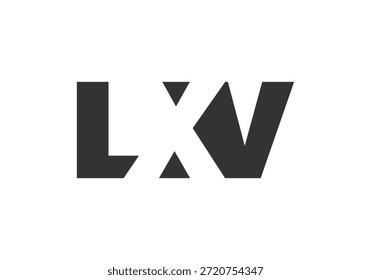 LXV Logo Design. Anfangsbuchstabe L X V fett Schriftstil für Tech-Startups, Beratung, Corporate Branding. Name des kreativen Unternehmens, Schlagzeilen, Typografie, trendige Logoart. Vektorgrafik.