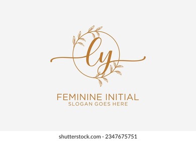 LY beauty monogram and elegant logo design handwriting logo of initial signature, wedding, fashion, floral and botanical with creative template.