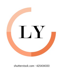 LY business logo icon design template elements. Orange color vectors. Design identity in circle. Alphabet letter