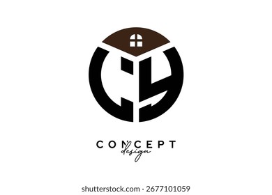 LY Creative Real Estate Monogram Diseño de concepto de logotipo en forma de círculo