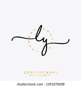 LY Initial handwriting logo template