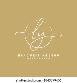 LY Initial handwriting logo template vector