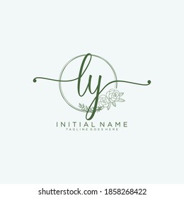 LY Initial handwriting logo vector