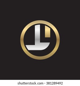 LY initial letters circle elegant logo golden silver black background