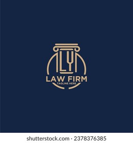 LY initial monogram for law firm with creative circle line
