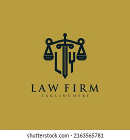 LY initial monogram for lawfirm logo with sword and scale