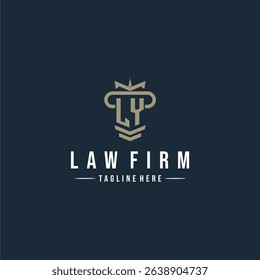 LY initial monogram logo law firm with pillar design