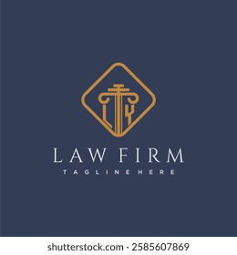 LY initial monogram logo for lawfirm with pillar in creative square design