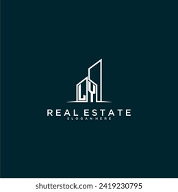 LY initial monogram logo real estate with building style design vector