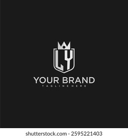 LY initial monogram shield and crown vector image