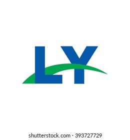 LY initial overlapping swoosh letter logo blue green