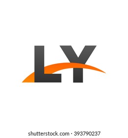 LY initial overlapping swoosh letter logo black orange
