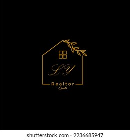 LY initial realtor logo for real estate with creative home design