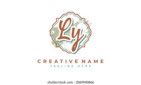 Ly Iniciales, vector de logotipo de escritura a mano