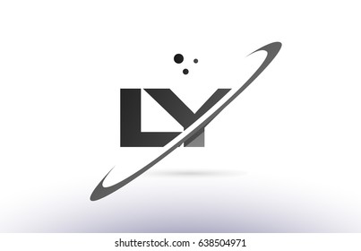 ly l y alphabet letter logo black white grey swoosh creative text dots company vector icon design template