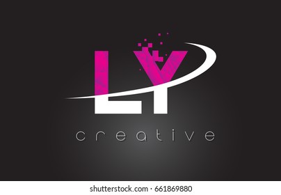 LY L Y Creative Letters Design. White Pink Letter Vector Illustration.