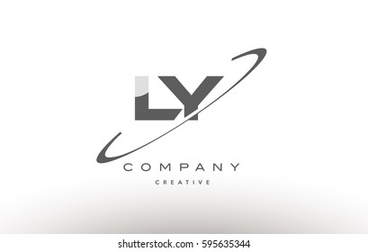 ly l y grey swoosh white alphabet company logo line design vector icon template 