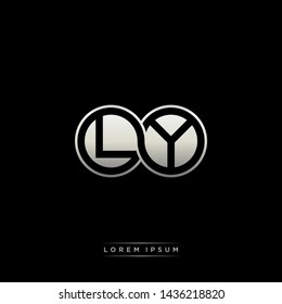 LY L Y initial letter linked circle capital monogram logo modern template silver color edition